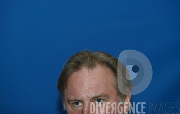 Conférence de presse pour le premier festival du cinéma russe à Nice : Gérard Depardieu, Christian Estrosi