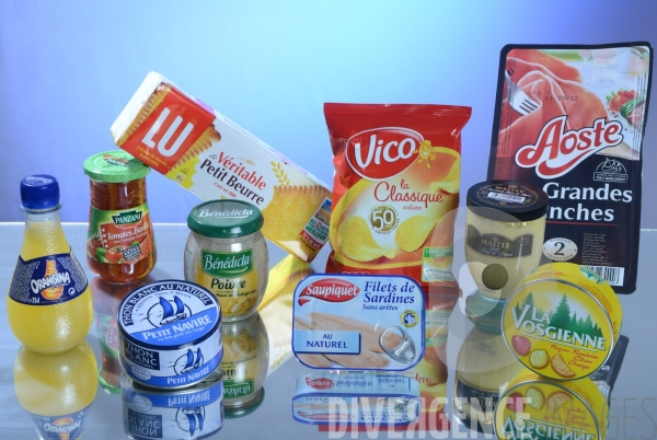 Ces marques qui ne sont plus francaises. Illustration de célèbres marques alimentaires qui ne sont plus des entreprises françaises (Panzani, Orangina, Lu, Petit Navire, Benedicta, Amora, Vico, Aoste, Saupiquet, La Vosgienne )