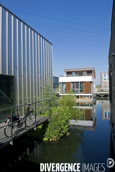 Amsterdam, illustration. Maisons flottantes