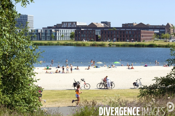 Amsterdam, illustration.Cest l etet sur une des plages d Ijburg