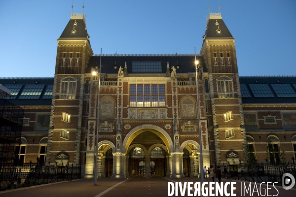 Amsterdam, illustration.Le Rijksmuseum , le plus grand musee des beaux arts du pays