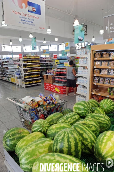 Grèce - Août 2013.Kos.Un supermarche Carrefour