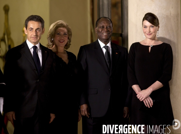 Nicolas sarkozy recoit alassane ouatarra, le president ivoirien au palais de l elysee
