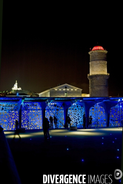 Marseille.Au Mucem la nuit, Musee des civilisations de l Europe et de la Mediterranee.