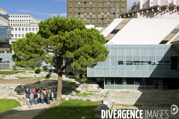 Marseille.Le musée d histoire de Marseille dont les fouilles ont mis à jour des vestiges de l ancien port de la ville.