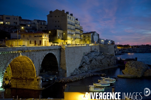 Marseille.Coucher de soleil sur la corniche au Vallon des Auffes