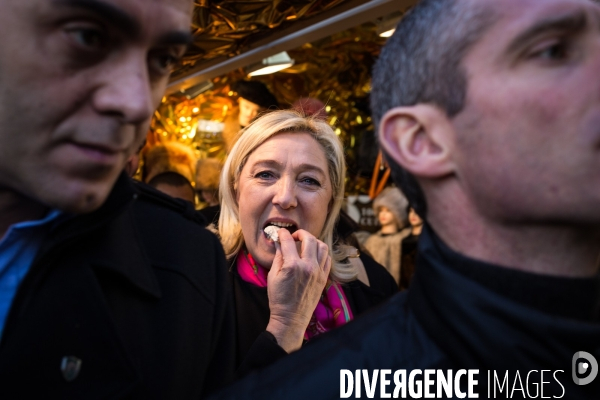 Marine Le Pen au marché de Noël, Paris