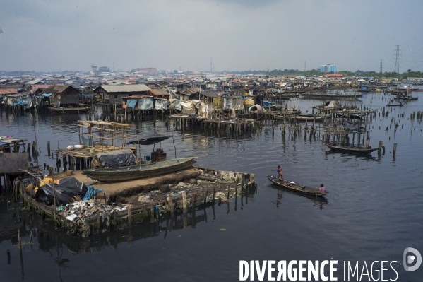 Quartier bidonville de makoko a lagos.