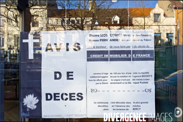 Illustration Decembre 2013.Fermeture d une agence du credit immobilier de France a Calais