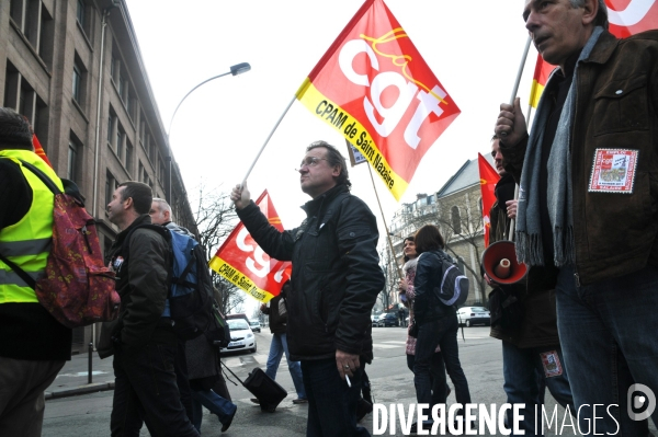 Manifestation nationale des salariés de la sécurité sociale, Paris, 08/02/2011
