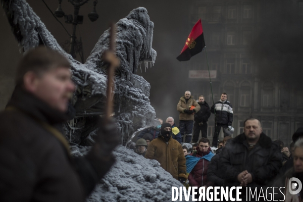 Mouvement de contestation pro-europeen en ukraine: occupation de la place de l independance a kiev par les opposants au president ianoukovitch.