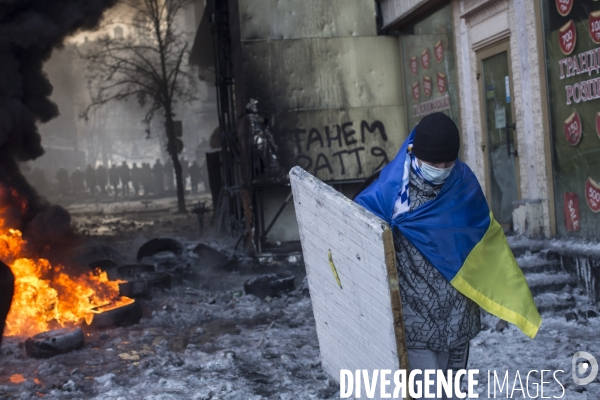 Mouvement de contestation pro-europeen en ukraine: occupation de la place de l independance a kiev par les opposants au president ianoukovitch.