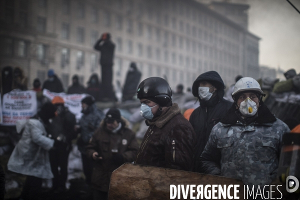 Mouvement de contestation pro-europeen en ukraine: occupation de la place de l independance a kiev par les opposants au president ianoukovitch.