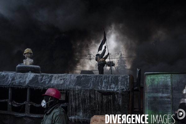 Mouvement de contestation pro-europeen en ukraine: occupation de la place de l independance a kiev par les opposants au president ianoukovitch.