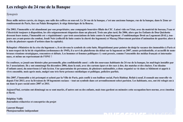 Les relogés du 24 rue de la Banque