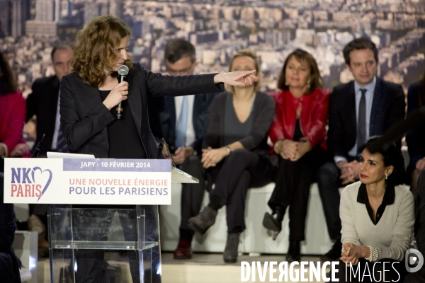 Premier meeting de campagne de Nathalie Kosciusko-Morizet pour la campagne des élections municipales à Paris, au gymnase Japy.