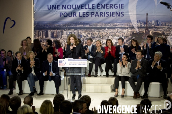 Premier meeting de campagne de Nathalie Kosciusko-Morizet pour la campagne des élections municipales à Paris, au gymnase Japy.