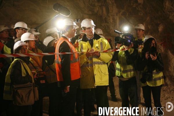 Arnaud MONTEBOURG visite le site des Carrières souterraines de Gypse du Massif de Montmorency