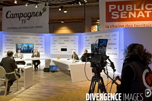 Le Salon de l Agriculture.Plateau de Public Sénat, chaîne de télévision du Sénat.