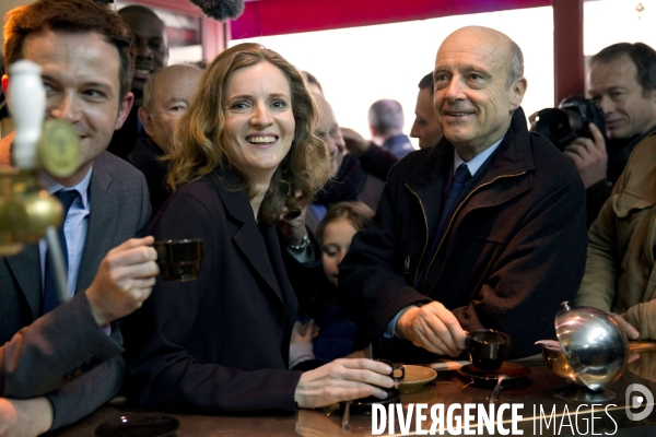 Nathalie Kosciusko-Morizet (NKM) en campagne dans le 18ème arrondissement de la capitale, soutenue par Alain Juppé et Pierre-Yves Bournazel