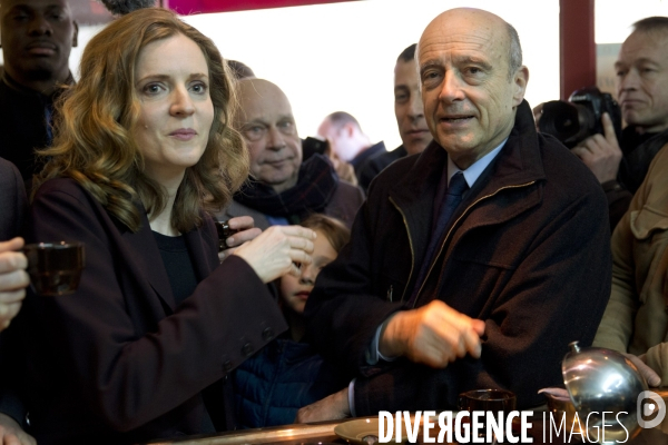 Nathalie Kosciusko-Morizet (NKM) en campagne dans le 18ème arrondissement de la capitale, soutenue par Alain Juppé et Pierre-Yves Bournazel