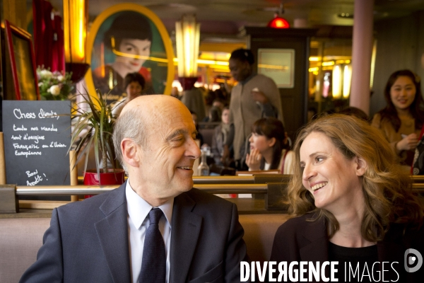 Nathalie Kosciusko-Morizet (NKM) en campagne dans le 18ème arrondissement de la capitale, soutenue par Alain Juppé et Pierre-Yves Bournazel