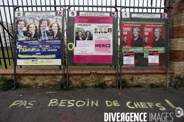 Affiches Electorales pour la campagne municipale 2014 à Paris dans le 20ème arrondissement