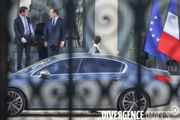 Elysée, 2 avril 2014. Hollande, Valls et annonce du nouveau gouvernement