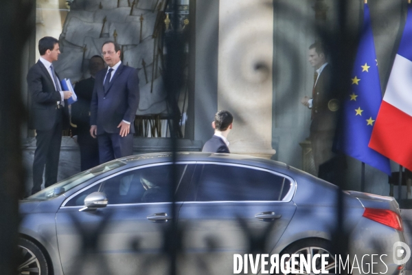 Elysée, 2 avril 2014. Hollande, Valls et annonce du nouveau gouvernement