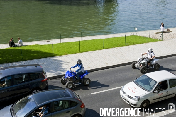 Reamenagement de la voie expresse rive droite sur un kilometre, depuis le square de l  Hotel de ville jusqu au bout du quai Henri 4.