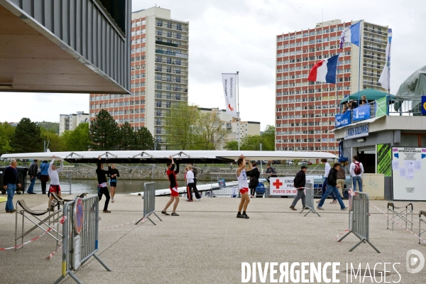 Illustration Avril 2014.Boulogne sur Mer.France.Regates internationales sur le plan d eau de la Liane qui celebrent les 150 ans de l aviron dans cette ville