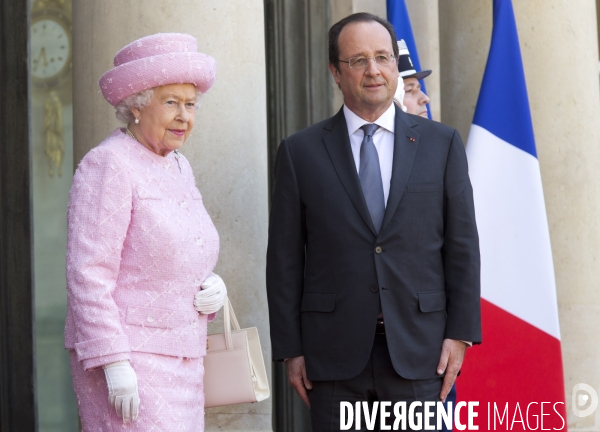 Visite d Etat de la Reine Elizabeth II à l occasion du 7Oème anniversaire du débarquement des forces alliées le 6 juin 1944 en Normandie.