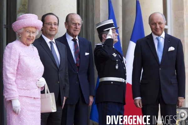 Visite d Etat de la Reine Elizabeth II à l occasion du 7Oème anniversaire du débarquement des forces alliées le 6 juin 1944 en Normandie.