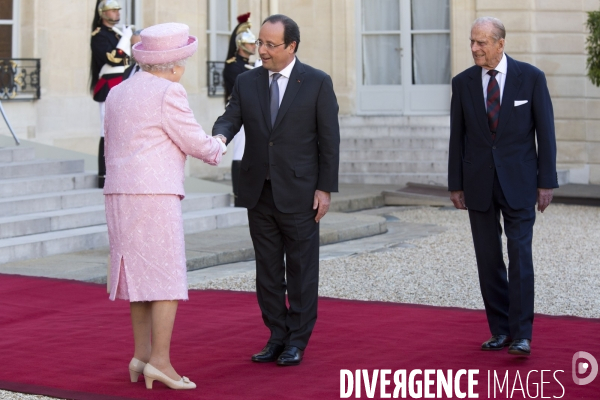 Visite d Etat de la Reine Elizabeth II à l occasion du 7Oème anniversaire du débarquement des forces alliées le 6 juin 1944 en Normandie.