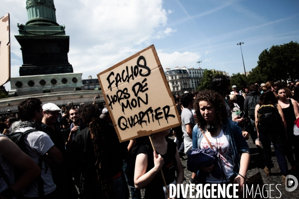 Les antifas dans la rue pour clement meric et contre le fn