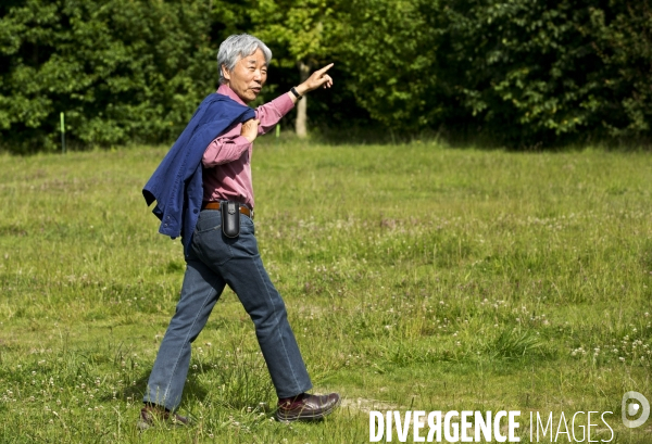 Promenade dans les jardins du château avec Lee UFAN, choisi comme artiste contemporain de l année 2014 à Versailles.