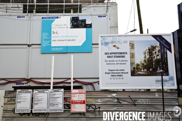 Illustration chantier de construction de logements neufs, promotion immobilière à Paris