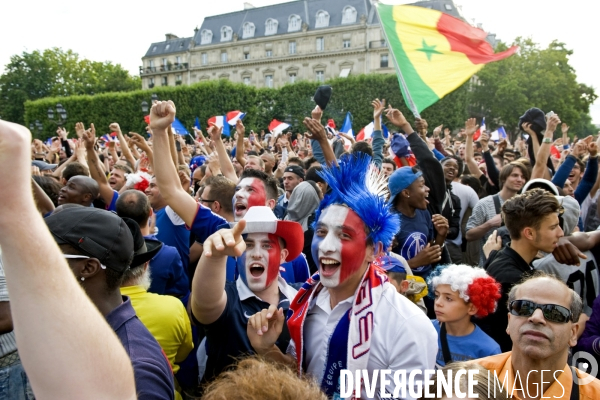 Coupe Du Monde.France /Nigéria à l Hotel de Ville de Paris.Une galerie d  expressions du visage des supporters