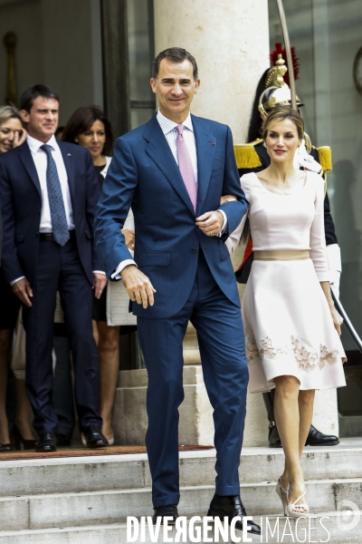 Première visite en France du nouveau roi d Espagne FELIPE VI et de la reine LETIZIA, reçus par le Président de la République François HOLLANDE à l Elysée.