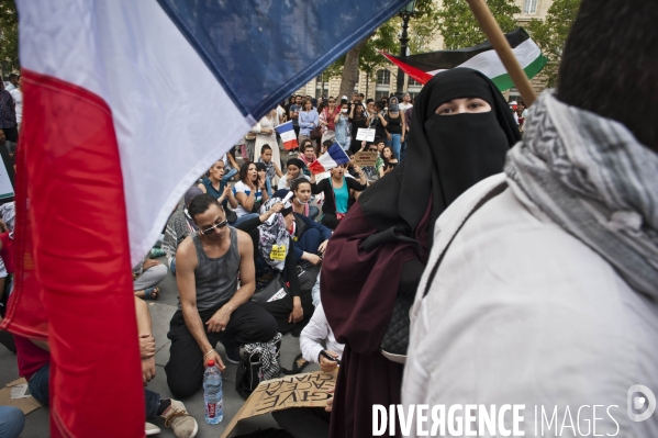 Manifestation propalestinienne interdit, en soutien aux habitants de Gaza.