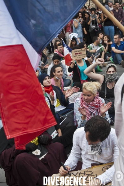 Manifestation propalestinienne interdit, en soutien aux habitants de Gaza.