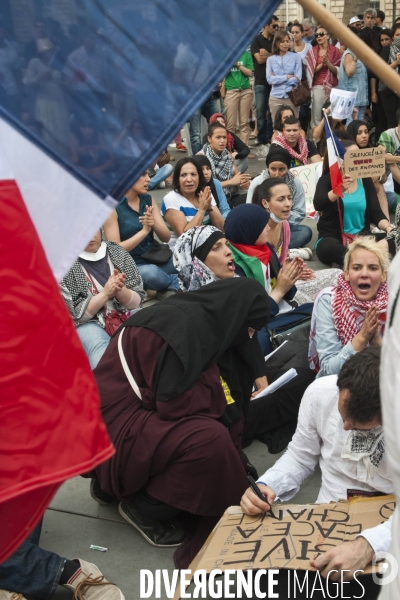 Manifestation propalestinienne interdit, en soutien aux habitants de Gaza.