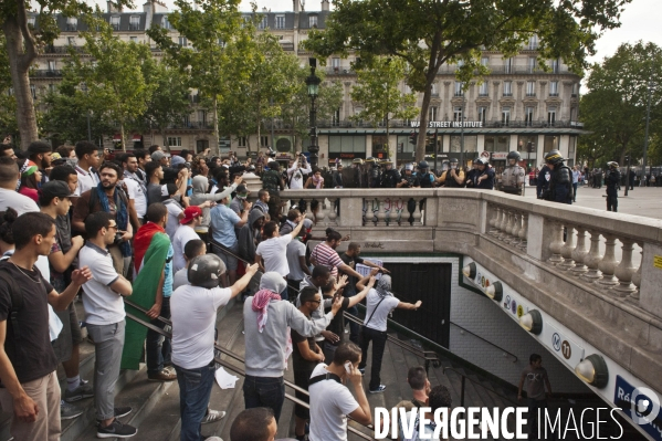 Manifestation propalestinienne interdit, en soutien aux habitants de Gaza.