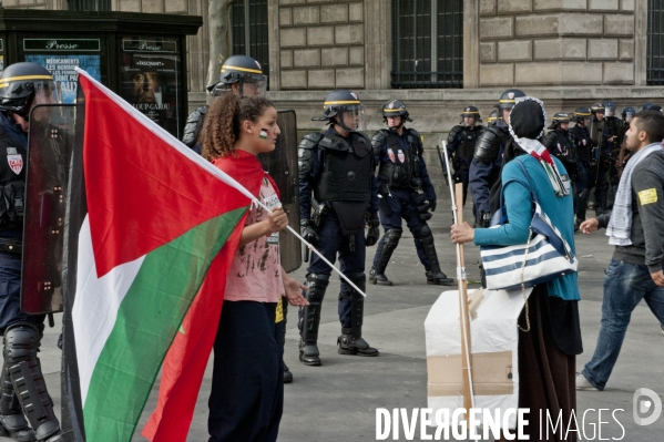 Manifestation propalestinienne interdit, en soutien aux habitants de Gaza.