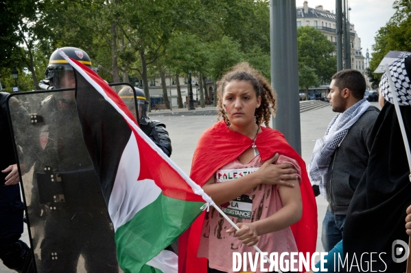 Manifestation propalestinienne interdit, en soutien aux habitants de Gaza.