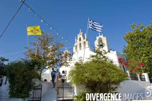 Grece. Ete 2014.anagia tis Filotissas, la plus belle eglise de l ile situee sur les hauteurs de ce village au pied du mont Zeus.