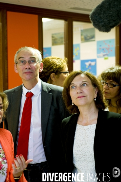 Laurence Rossignol, ministre de la Famille,en visite a la creche des Louvresses a Gennevilliers