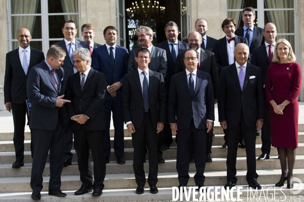 Reunion des chefs de gouvernement europeens a l Elysee.