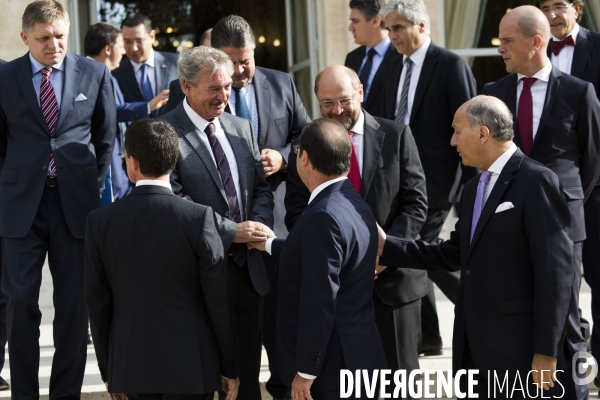 Reunion des chefs de gouvernement europeens a l Elysee.