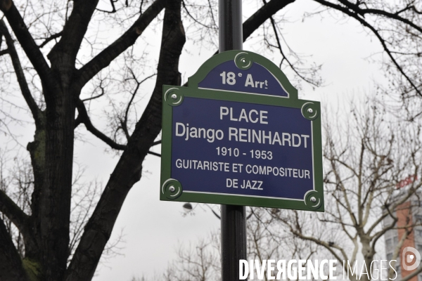 Inauguration de la place Django Reinhardt en hommage au guitariste de jazz manouche